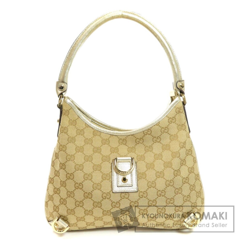 Gucci Abbey GG Patterned Canvas Hobo Bag Beige Gold
